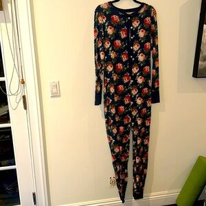 Abercrombie & Fitch Floral Pajama Onesie - Navy and Red